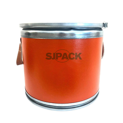Custom Leather-Wrapped Fiber Drum – Decorative & Storage Barrel (36cm Diameter X 33cm Height)